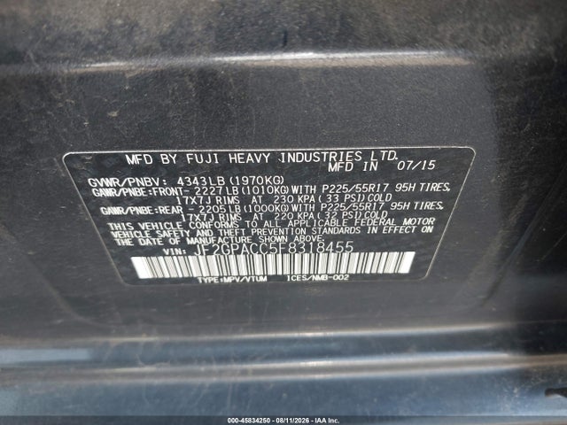 Продаж на аукціоні авто 2015 Subaru Xv Crosstrek 2.0i Premium, vin: JF2GPACC5F8318455, номер лоту: 45834250