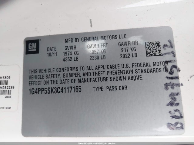 Продаж на аукціоні авто 2012 Buick Verano, vin: 1G4PP5SK3C4117165, номер лоту: 45834288