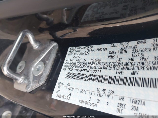 Продаж на аукціоні авто 2015 Ford Escape Titanium, vin: 1FMCU9J94FUB60611, номер лоту: 45834452