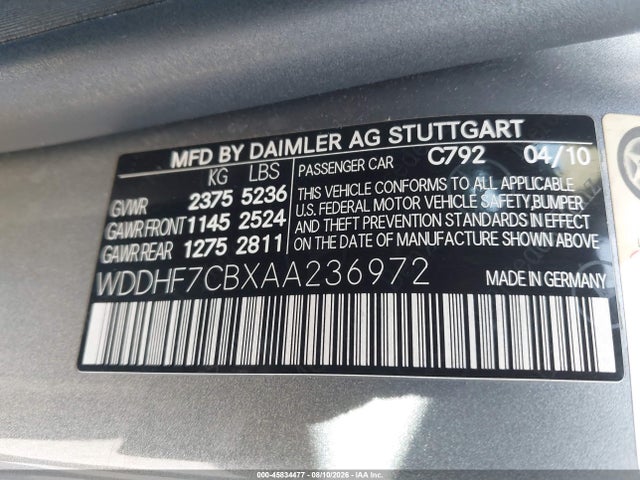 Aukcja sprzedaży 2010 Mercedes-benz E 550, vin: WDDHF7CBXAA236972, numer aukcji: 45834477