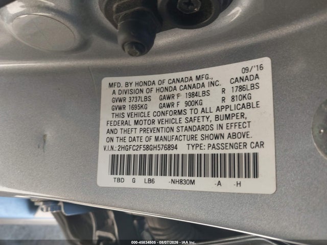 Honda Civic Lx 2016 2HGFC2F58GH576894 Image 9