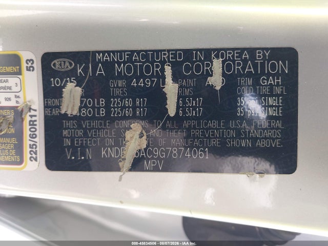 Aukcja sprzedaży 2016 Kia Sportage Lx, vin: KNDPB3AC9G7874061, numer aukcji: 45834506