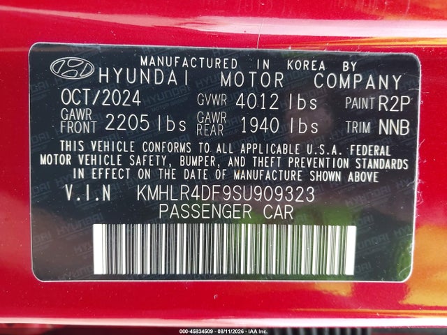 Продажа на аукционе авто 2025 Hyundai Elantra N Line, vin: KMHLR4DF9SU909323, номер лота: 45834509