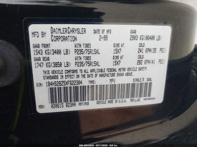 Продажа на аукционе авто 1999 Dodge Durango, vin: 1B4HS28Z5XF622304, номер лота: 45834550