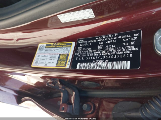 Aukcja sprzedaży 2019 Kia Optima Lx, vin: 5XXGT4L36KG373628, numer aukcji: 45834580