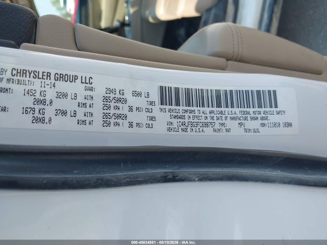 Продаж на аукціоні авто 2015 Jeep Grand Cherokee Limited, vin: 1C4RJFBG3FC698757, номер лоту: 45834581