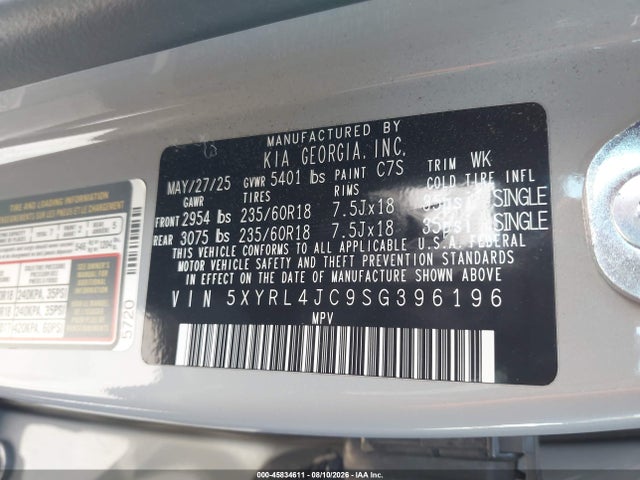 KIA SORENTO S 2025 5XYRL4JC9SG396196 Image 9
