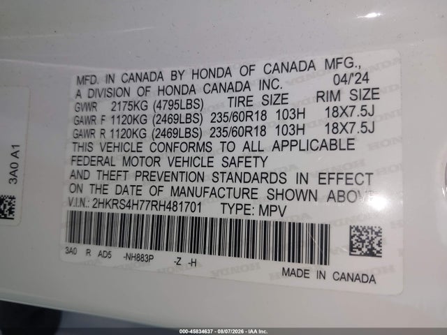 Honda Cr-v Ex-l Awd 2024 2HKRS4H77RH481701 Image 9