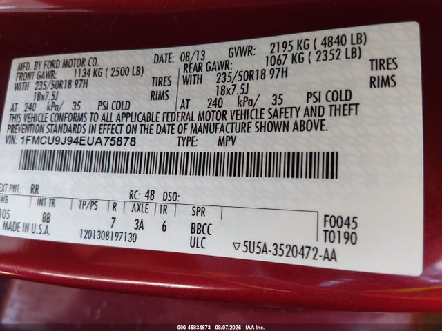 Ford Escape Titanium 2014 1FMCU9J94EUA75878 Image 9