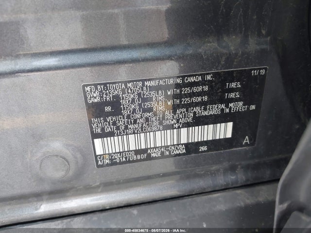 Продаж на аукціоні авто 2020 Toyota Rav4 Trd Off-road, vin: 2T3J1RFV2LC069878, номер лоту: 45834675