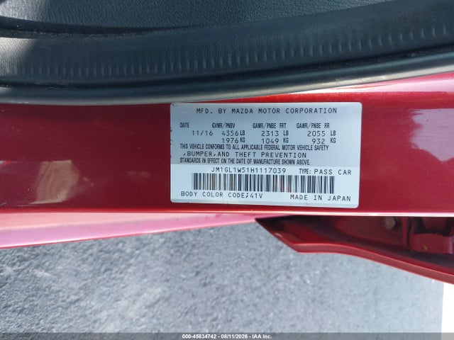 45834742 :رقم المزاد ، JM1GL1W51H1117039 vin ، 2017 Mazda Mazda6 Grand Touring مزاد بيع