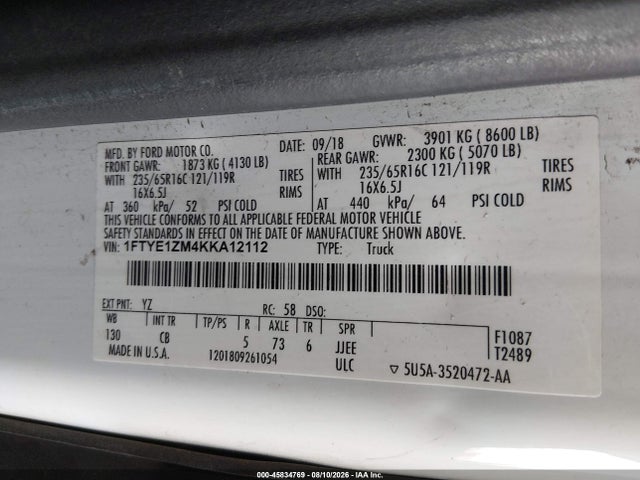 Ford Transit-150 2019 1FTYE1ZM4KKA12112 Image 9