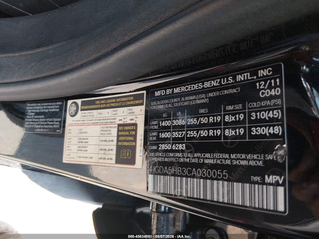 Продаж на аукціоні авто 2012 Mercedes-benz Ml 350 4matic, vin: 4JGDA5HB3CA030055, номер лоту: 45834891