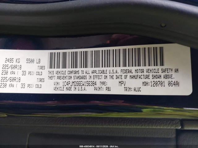 Продаж на аукціоні авто 2014 Jeep Cherokee Limited, vin: 1C4PJMDS6EW156384, номер лоту: 45834914