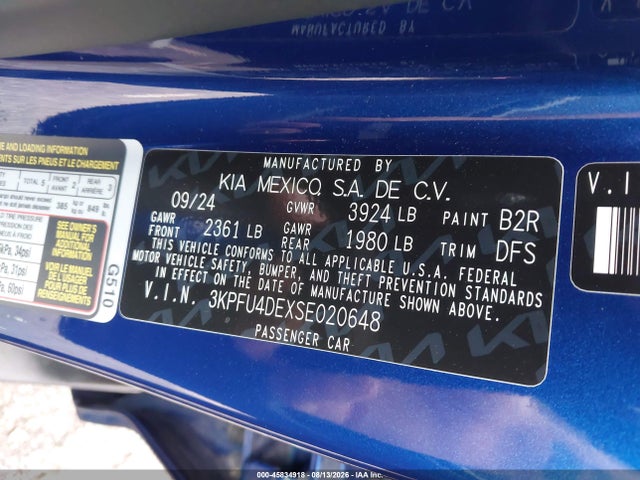 Продаж на аукціоні авто 2025 Kia K4 Ex, vin: 3KPFU4DEXSE020648, номер лоту: 45834918