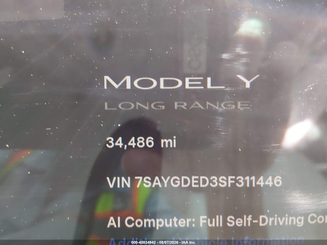 7SAYGDED3SF311446 Tesla Model Y Long Range Dual Motor Rear-wheel Drive
