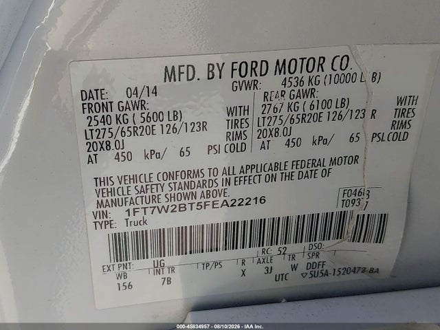 Ford F-250 Lariat 2015 1FT7W2BT5FEA22216 Image 9