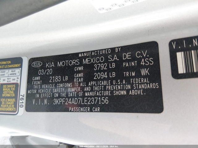KIA Forte Lxs 2020 3KPF24AD7LE237156 Image 9