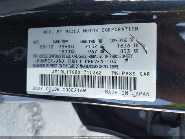 45834976 :رقم المزاد ، JM1BL1TG8D1710262 vin ، 2013 Mazda Mazda3 I Sv مزاد بيع