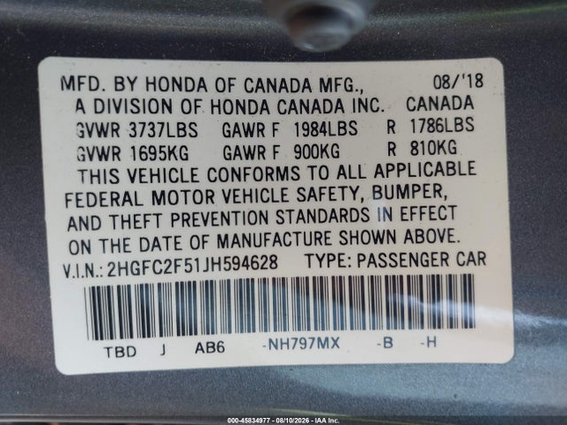 Продаж на аукціоні авто 2018 Honda Civic Lx, vin: 2HGFC2F51JH594628, номер лоту: 45834977