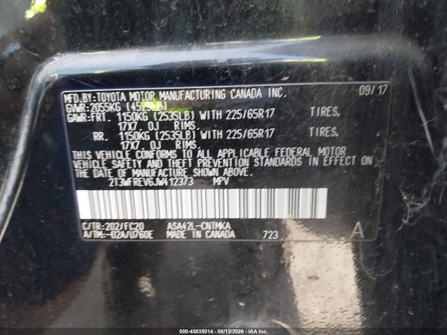 Продаж на аукціоні авто 2018 Toyota Rav4 Xle, vin: 2T3WFREV6JW412373, номер лоту: 45835014