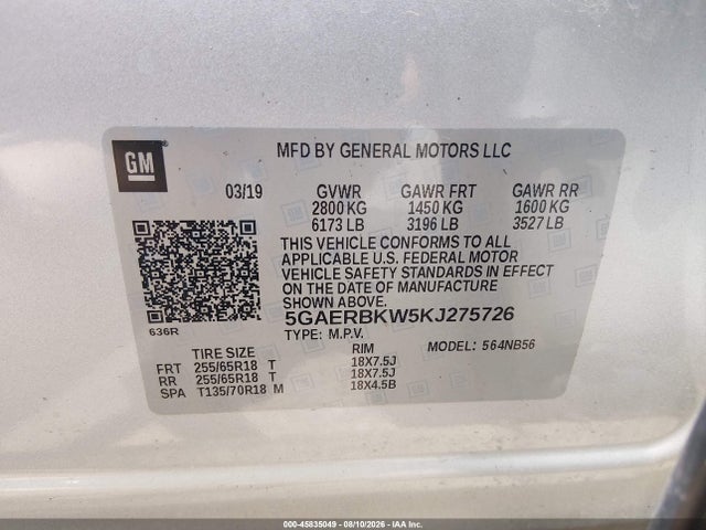 5GAERBKW5KJ275726 Buick Enclave Fwd Essence