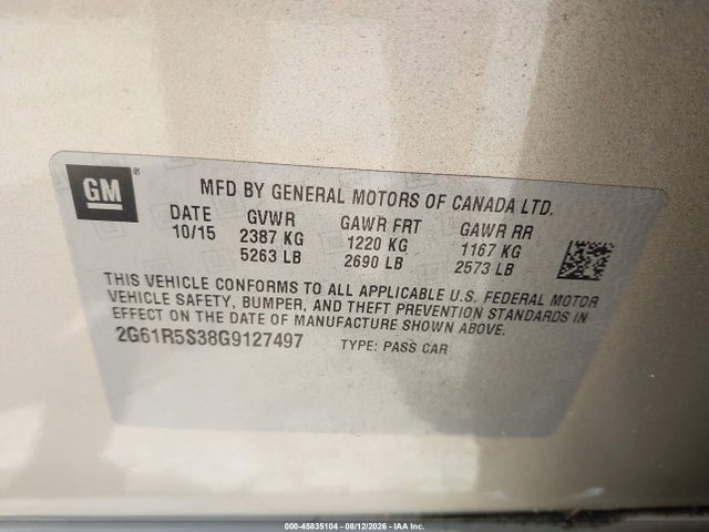 2G61R5S38G9127497 Cadillac Xts Premium Collection