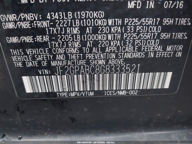 Продаж на аукціоні авто 2016 Subaru Crosstrek 2.0i Premium, vin: JF2GPABC8G8333521, номер лоту: 45835105