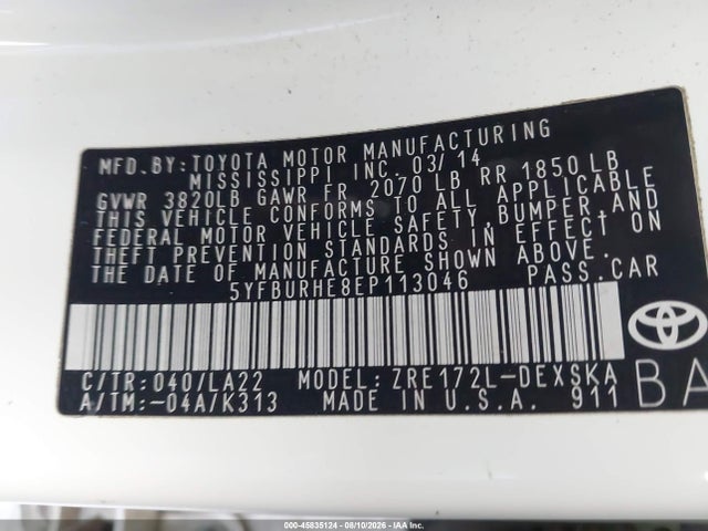 Toyota Corolla S Premium 2014 5YFBURHE8EP113046 Image 9