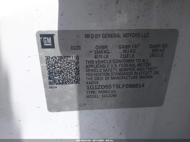 1G1ZD5ST5LF088814 Chevrolet Malibu Fwd Lt