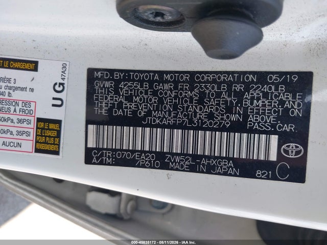 Toyota Prius Prime Xle 2020 JTDKARFP7L3120279 Image 9