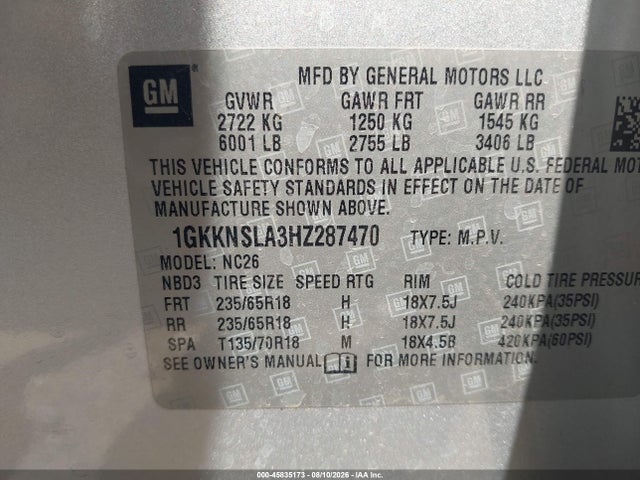 1GKKNSLA3HZ287470 GMC Acadia Sle-2