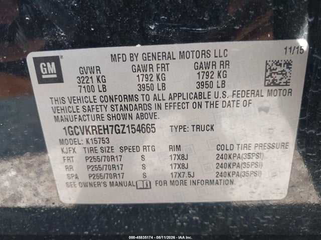 Продаж на аукціоні авто 2016 Chevrolet Silverado 1500 Lt, vin: 1GCVKREH7GZ154665, номер лоту: 45835174