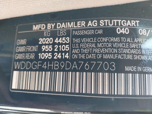 45835227 :رقم المزاد ، WDDGF4HB9DA767703 vin ، 2013 Mercedes-benz C 250 Sport مزاد بيع