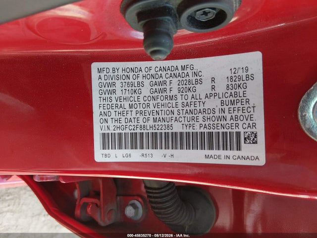 2HGFC2F88LH522385 Honda Civic Sport