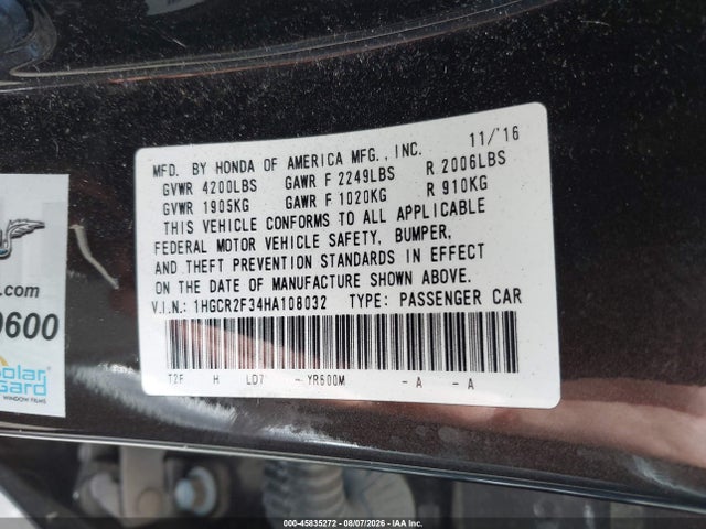 1HGCR2F34HA108032 Honda ACCORD LX