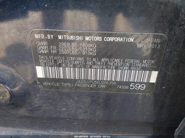Продаж на аукціоні авто 2014 Mitsubishi Lancer Es, vin: JA32U2FU5EU005356, номер лоту: 45835295