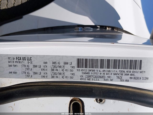 45835299 :رقم المزاد ، 1C6RR7FG3GS396053 vin ، 2016 Ram 1500 Tradesman مزاد بيع