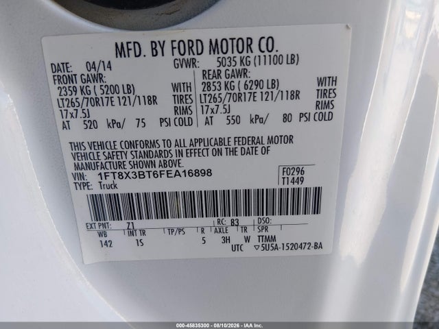 Aukcja sprzedaży 2015 Ford F-350 Xl, vin: 1FT8X3BT6FEA16898, numer aukcji: 45835300