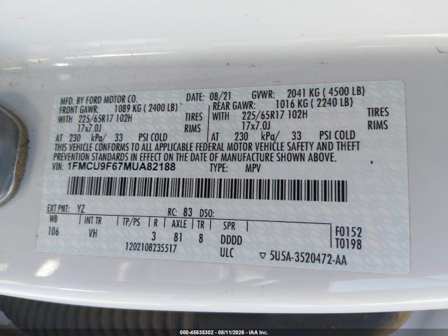 Ford ESCAPE S 2021 1FMCU9F67MUA82188 Image 9