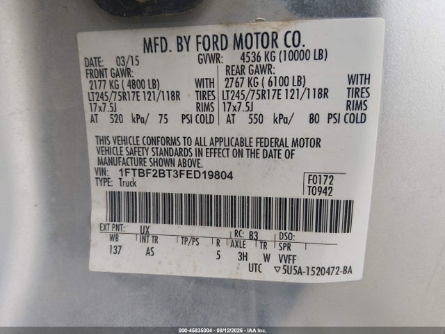 Ford F-250 Xl 2015 1FTBF2BT3FED19804 Image 9