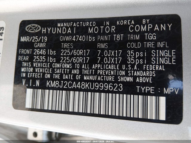 Hyundai TUCSON SE 2019 KM8J2CA48KU999623 Image 9