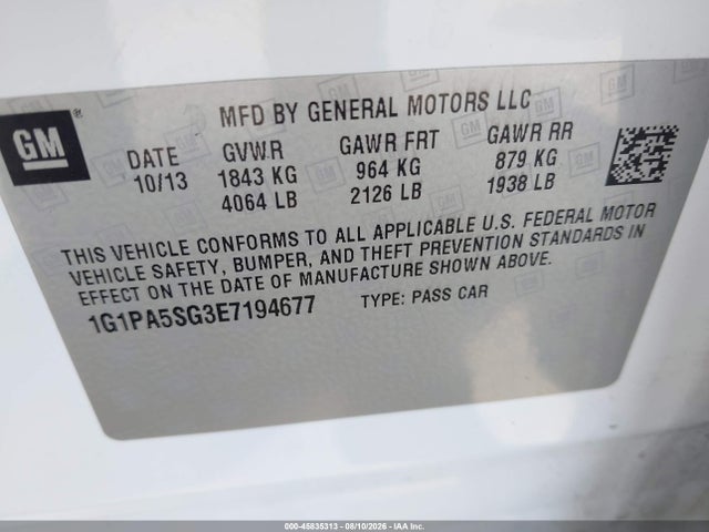Chevrolet Cruze Ls Auto 2014 1G1PA5SG3E7194677 Image 9