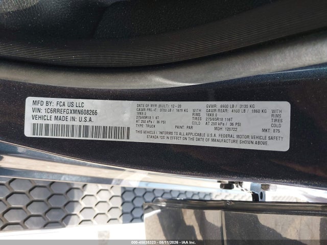1C6RREFGXMN608266 RAM 1500 Big Horn 4x2 5&#039;7 Box