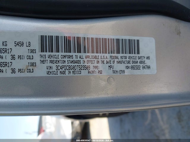 Продаж на аукціоні авто 2013 Dodge Journey Sxt, vin: 3C4PDCBG0DT523509, номер лоту: 45835347
