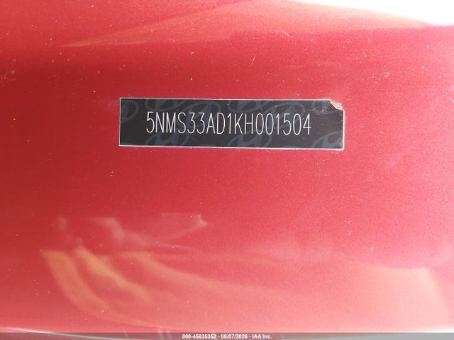 Продаж на аукціоні авто 2019 Hyundai Santa Fe Sel, vin: 5NMS33AD1KH001504, номер лоту: 45835352