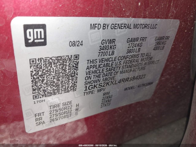 Продаж на аукціоні авто 2024 Gmc Yukon Xl 4wd Denali Ultimate, vin: 1GKS2KKL4RR384321, номер лоту: 45835380