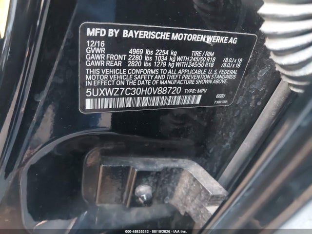 BMW X3 Sdrive28i 2017 5UXWZ7C30H0V88720 Image 9