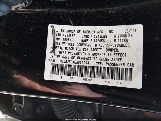 1HGCR2F3XEA000994 Honda ACCORD LX