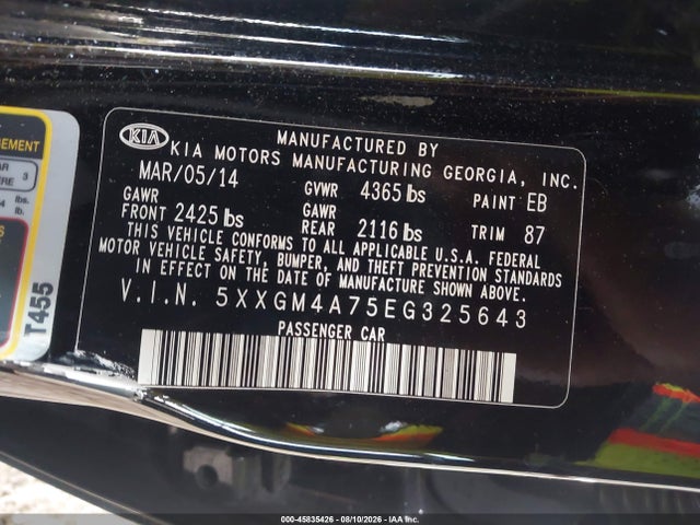 KIA Optima Lx 2014 5XXGM4A75EG325643 Image 9